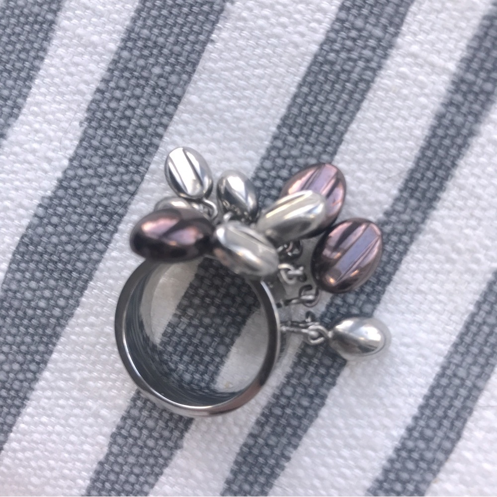 Two Tone Italian Design “Coffee Bean” Dangle Ring